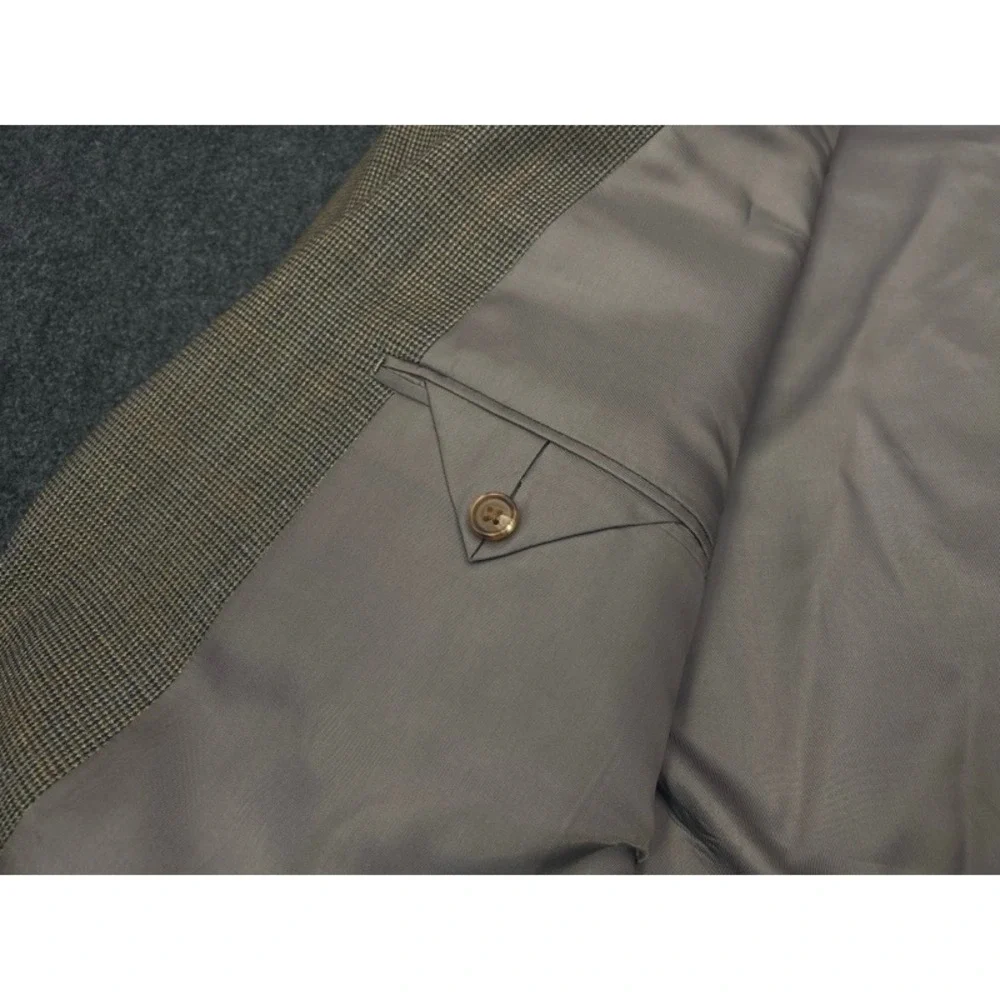 Ralph Lauren Wool Blazer Jacket Mens 56R Olive Brown Micro Check Two Button